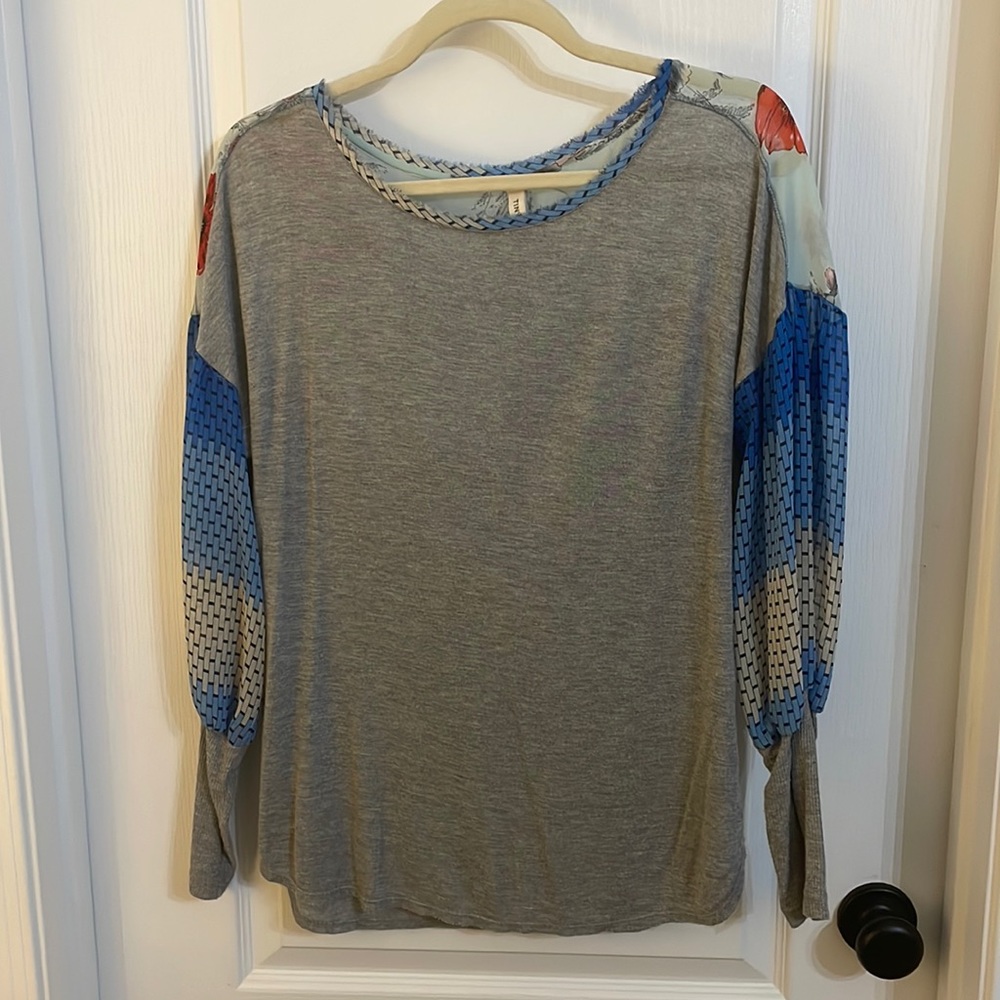 Anthropologie TINY Raye Chiffon Bishop Sleeve Top